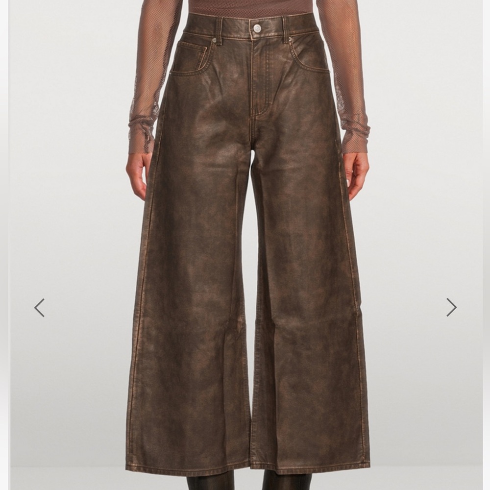 free people Misha Faux Leather Wide Barrel Pant